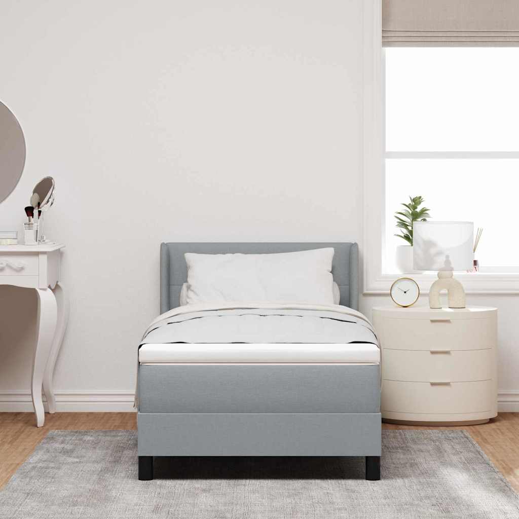 Boxspringbed met hoofdeinde Lichtgrijs 190 x 90 cm Stof is nu te koop bij PeponiXL, paradijselijk wonen!