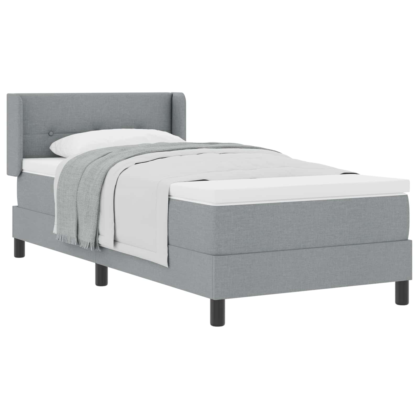 Boxspringbed met hoofdeinde Lichtgrijs 190 x 90 cm Stof is nu te koop bij PeponiXL, paradijselijk wonen!