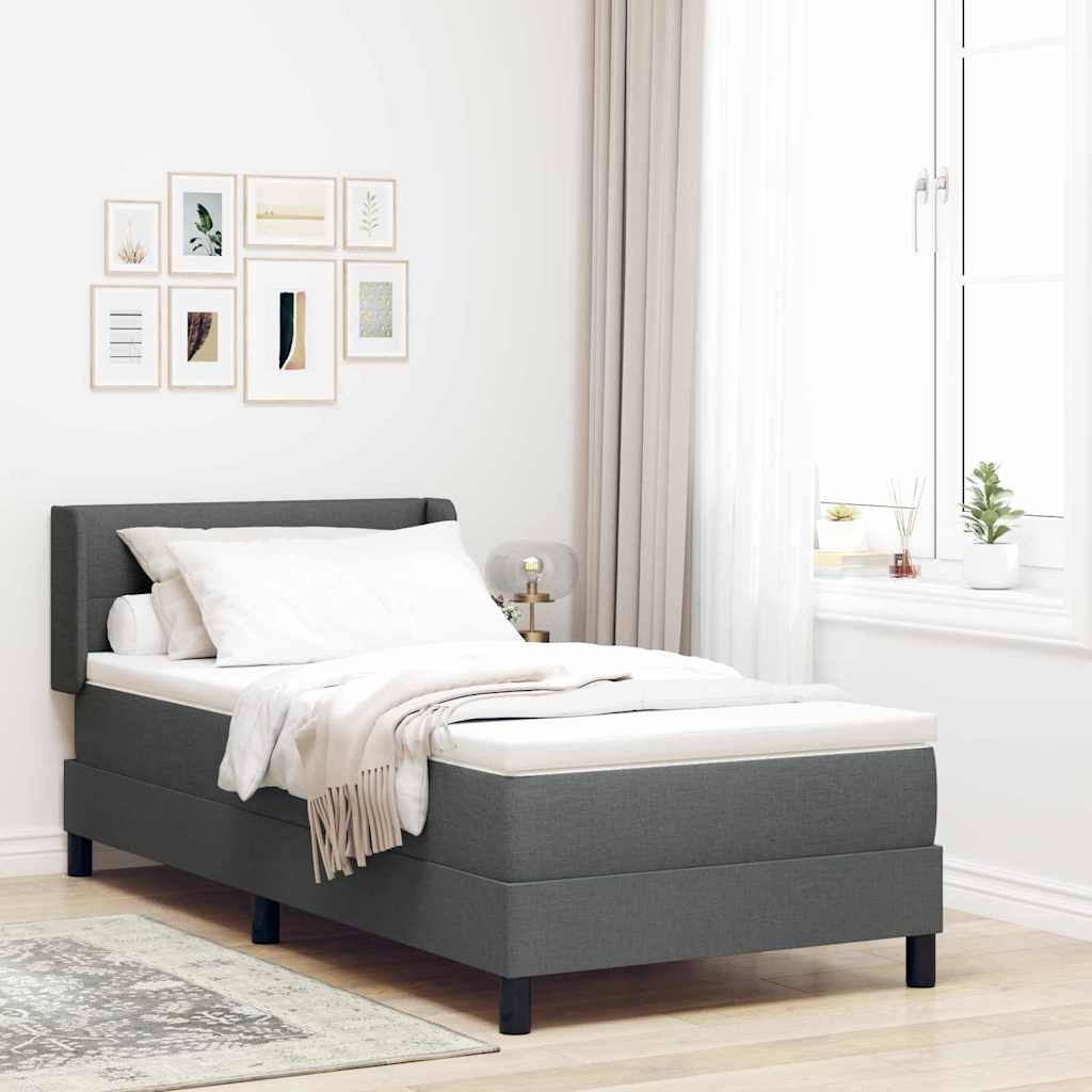 Boxspringbed met hoofdeinde Donkergrijs 190 x 90 cm Stof is nu te koop bij PeponiXL, paradijselijk wonen!