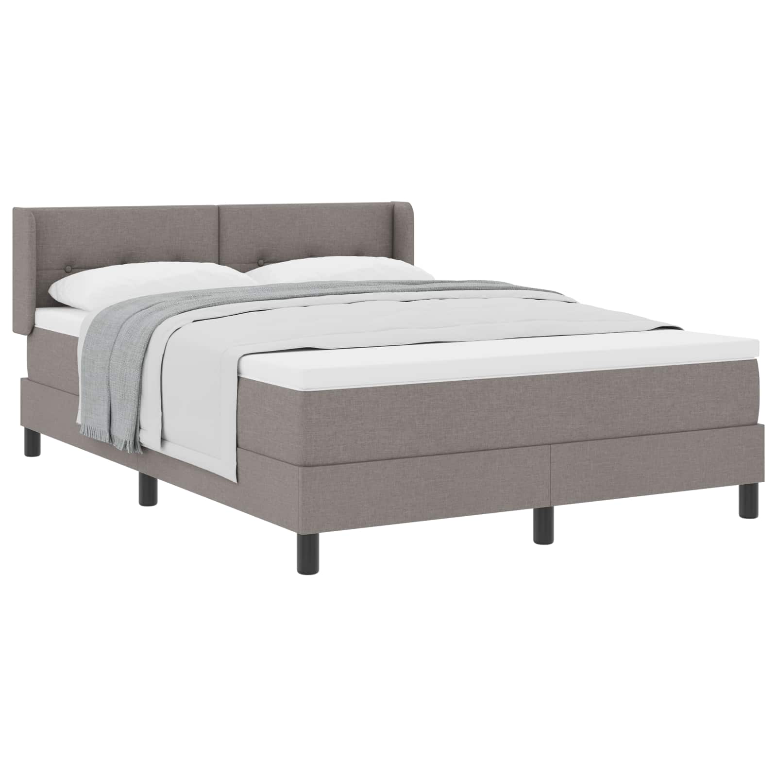 Boxspringbed met kussen met hoofdeinde Taupe 200 x 140 cm Stof is nu te koop bij PeponiXL, paradijselijk wonen!