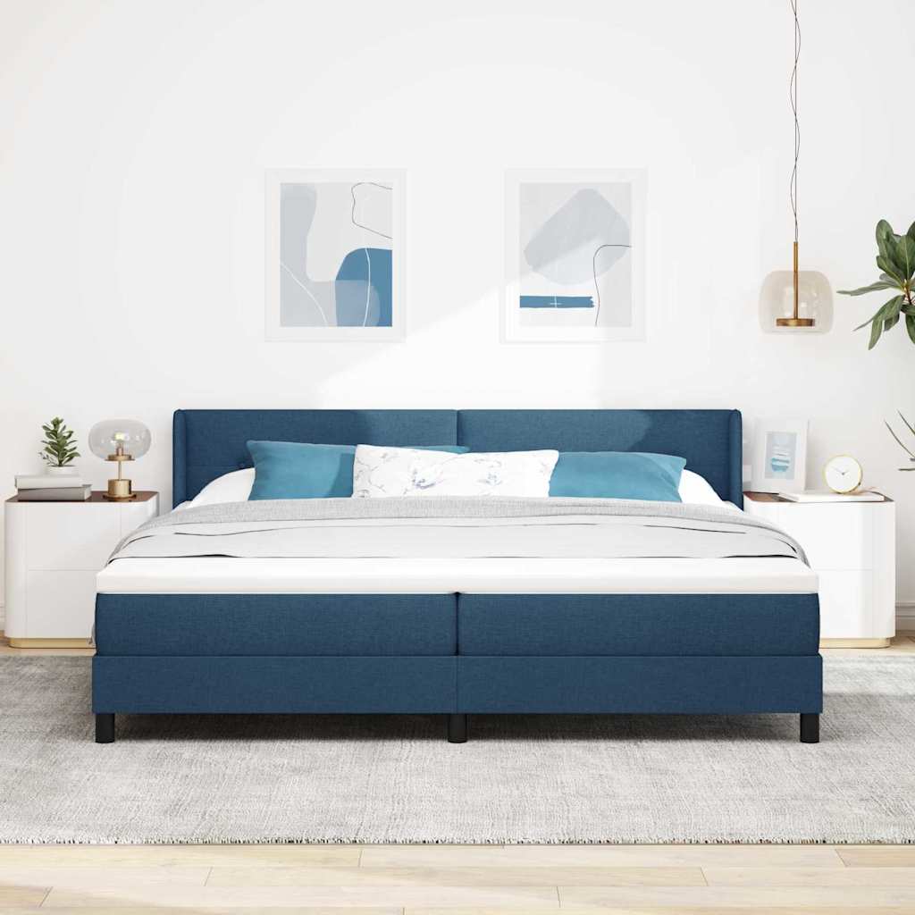 Boxspringbed met matras Blauw 200 x 200 cm Polyester is nu te koop bij PeponiXL, paradijselijk wonen!