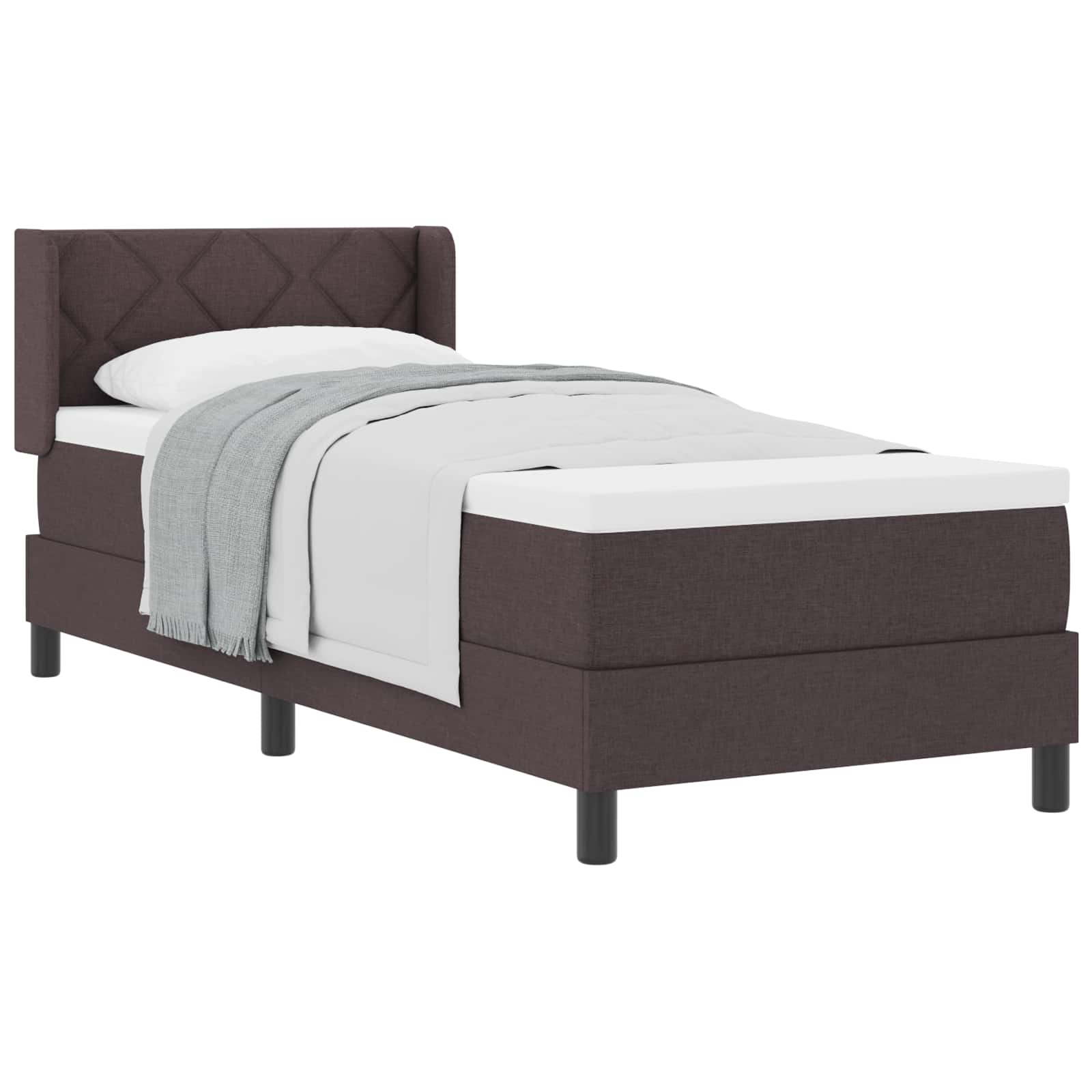 Boxspringbed met kussen Donkerbruin 200 x 80 cm Stof is nu te koop bij PeponiXL, paradijselijk wonen!