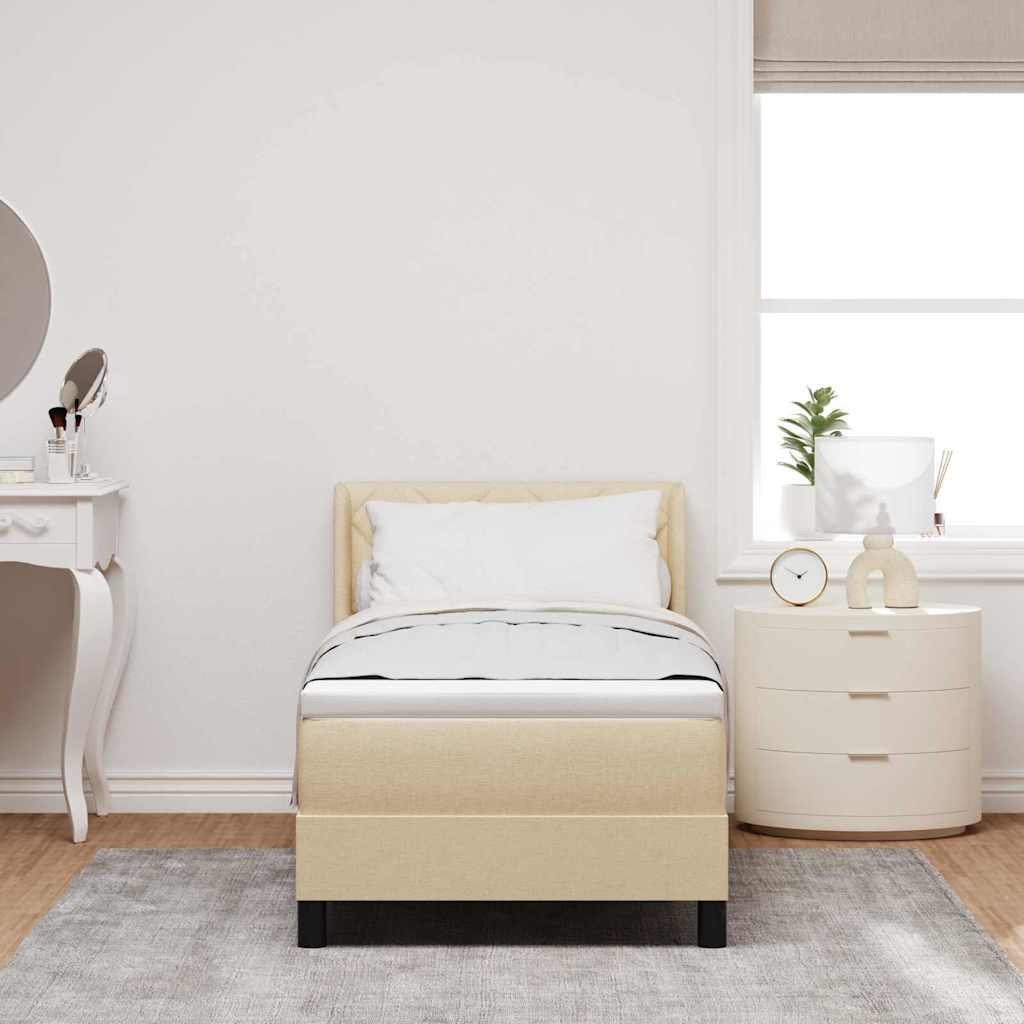Boxspringbed met hoofdeinde Crème 200 x 80 cm Stof is nu te koop bij PeponiXL, paradijselijk wonen!