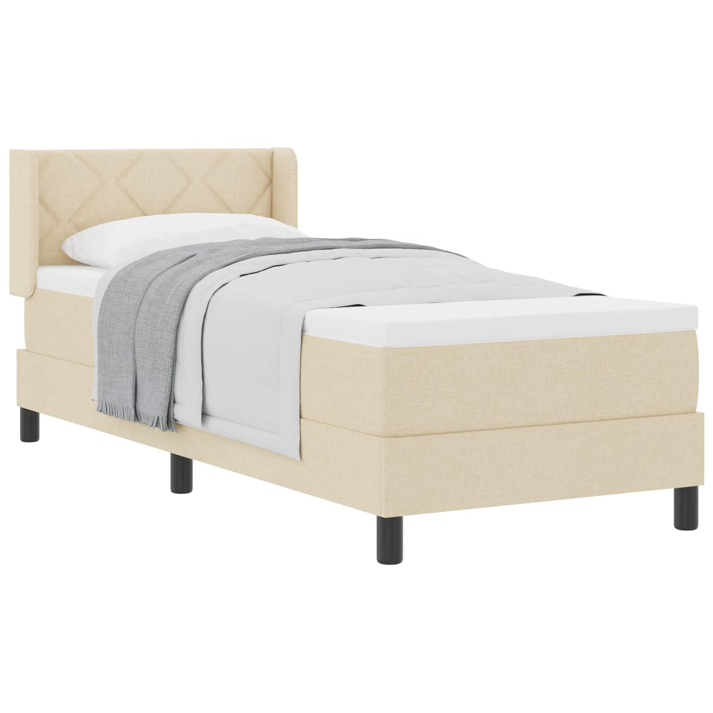 Boxspringbed met hoofdeinde Crème 200 x 80 cm Stof is nu te koop bij PeponiXL, paradijselijk wonen!