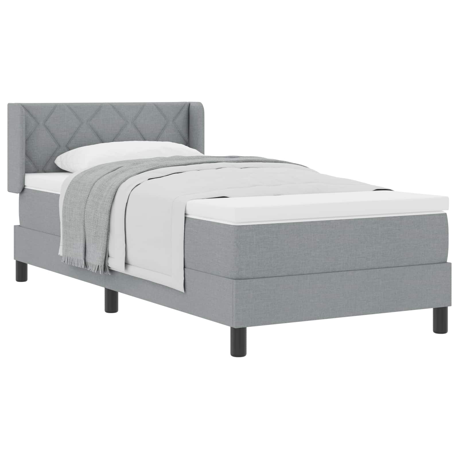Boxspringbed met hoofdeinde Lichtgrijs 190 x 90 cm Stof is nu te koop bij PeponiXL, paradijselijk wonen!