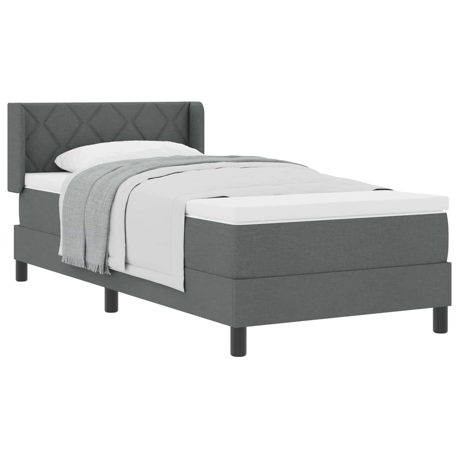 Boxspringbed met hoofdeinde Donkergrijs 190 x 90 cm Stof is nu te koop bij PeponiXL, paradijselijk wonen!