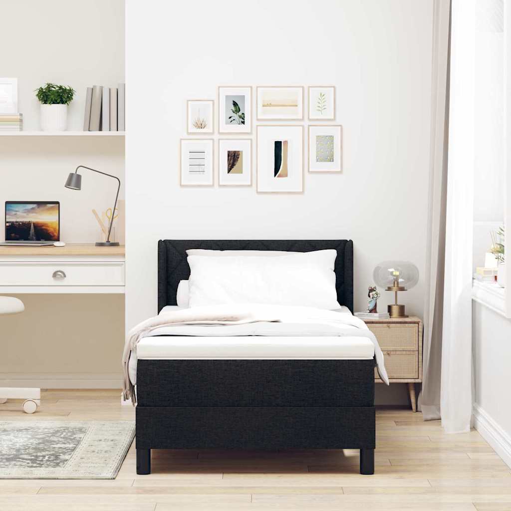 Boxspringbed met matras Zwart 190 x 90 cm Polyester is nu te koop bij PeponiXL, paradijselijk wonen!