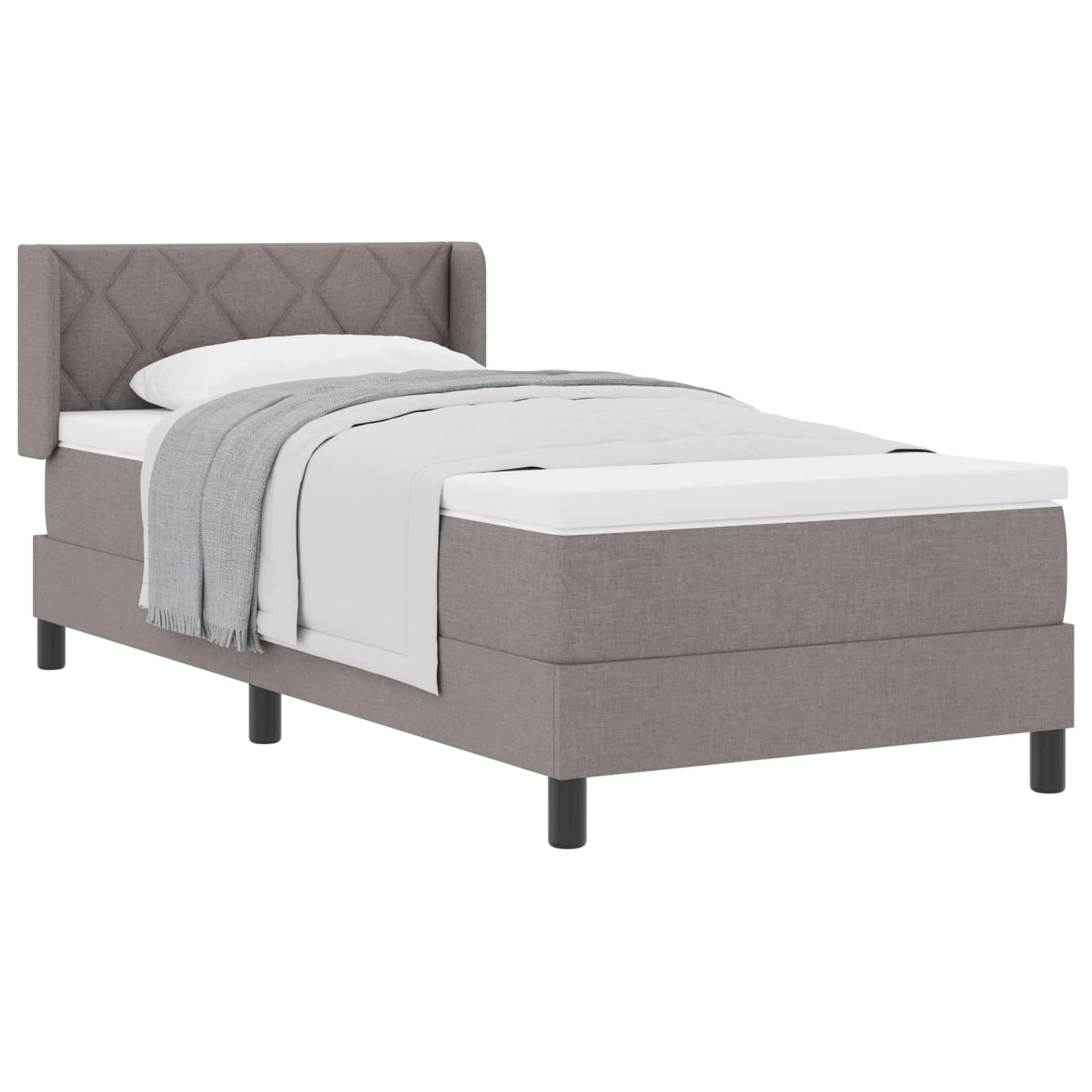 Boxspringbed met hoofdeinde Taupe 190 x 90 cm Stof is nu te koop bij PeponiXL, paradijselijk wonen!