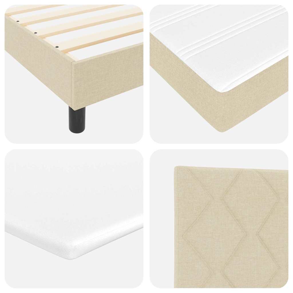 Boxspringbed met kussen met hoofdeinde Crème 190 x 90 cm Stof is nu te koop bij PeponiXL, paradijselijk wonen!