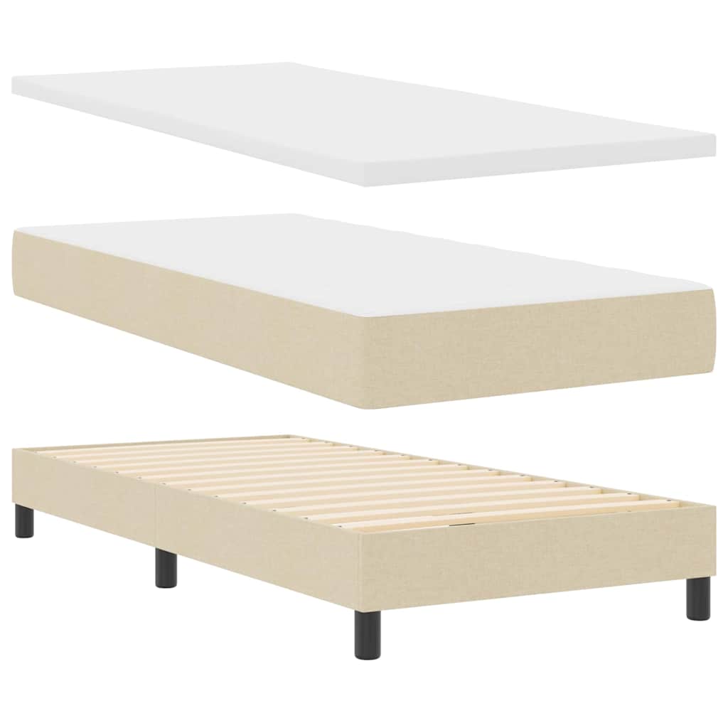 Boxspringbed met kussen met hoofdeinde Crème 190 x 90 cm Stof is nu te koop bij PeponiXL, paradijselijk wonen!