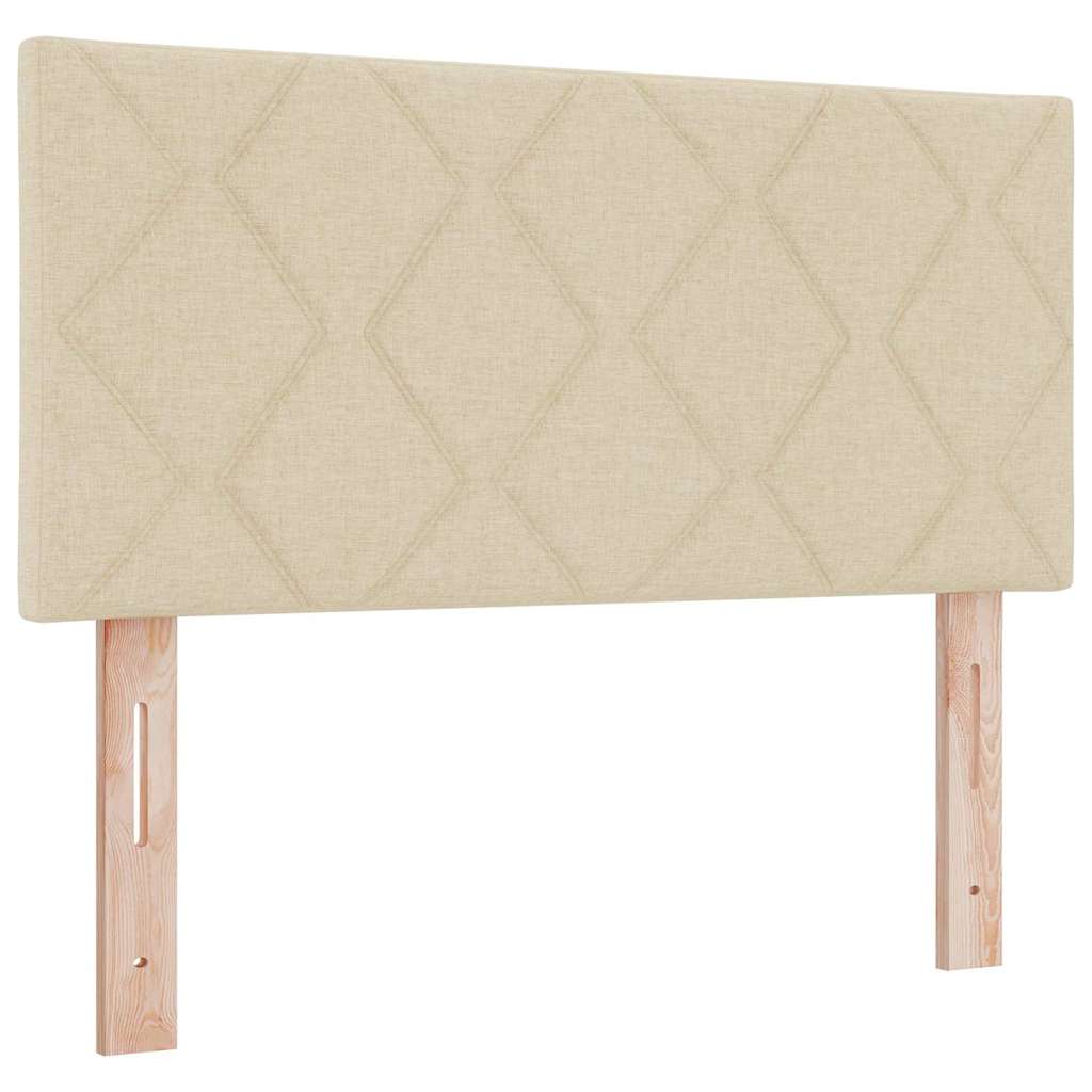 Boxspringbed met kussen met hoofdeinde Crème 190 x 90 cm Stof is nu te koop bij PeponiXL, paradijselijk wonen!