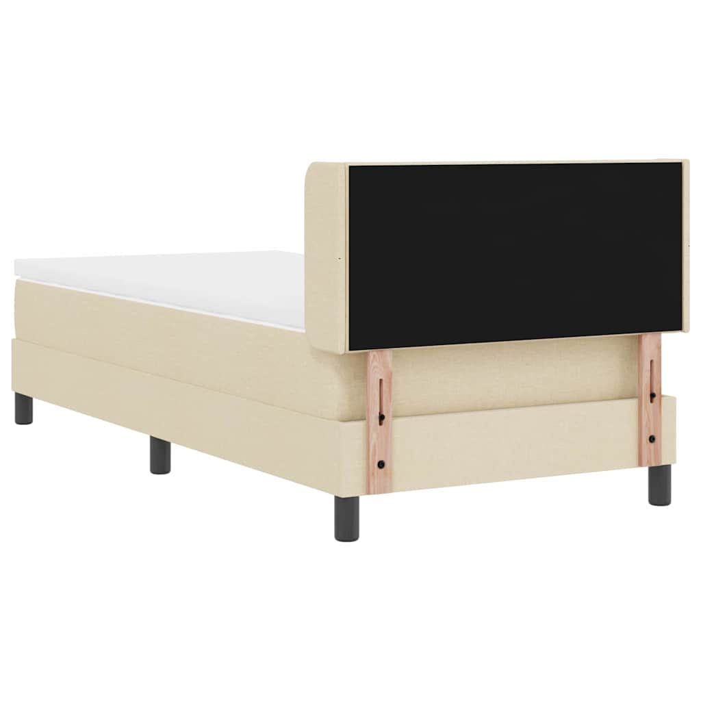 Boxspringbed met kussen met hoofdeinde Crème 190 x 90 cm Stof is nu te koop bij PeponiXL, paradijselijk wonen!