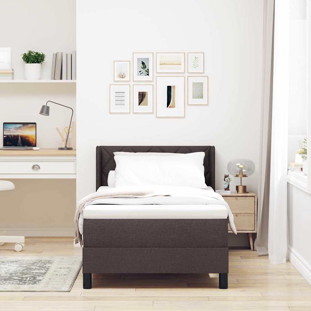 Boxspringbed met hoofdeinde Donkerbruin 200 x 90 cm Stof is nu te koop bij PeponiXL, paradijselijk wonen!
