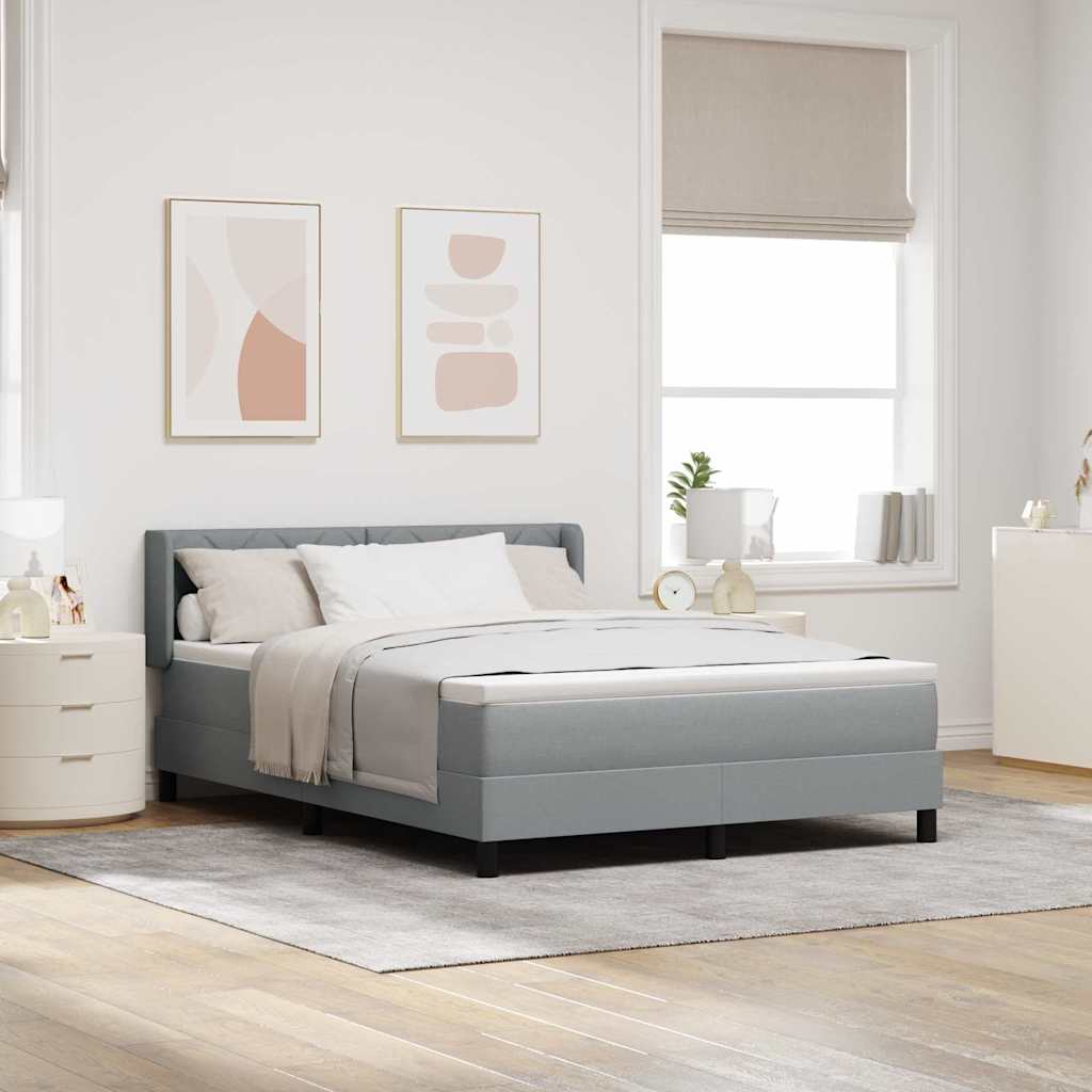 Boxspringbed met hoofdeinde Lichtgrijs 200 x 160 cm Stof is nu te koop bij PeponiXL, paradijselijk wonen!