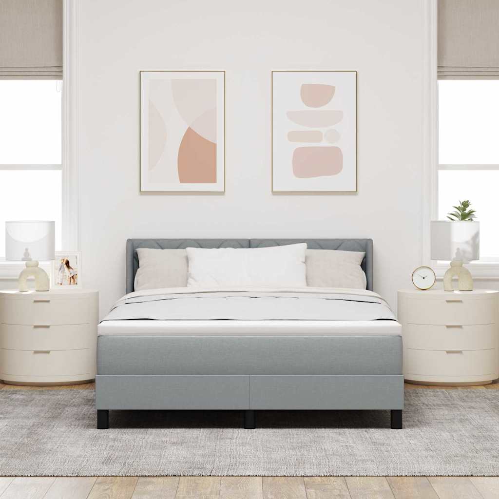 Boxspringbed met hoofdeinde Lichtgrijs 200 x 160 cm Stof is nu te koop bij PeponiXL, paradijselijk wonen!