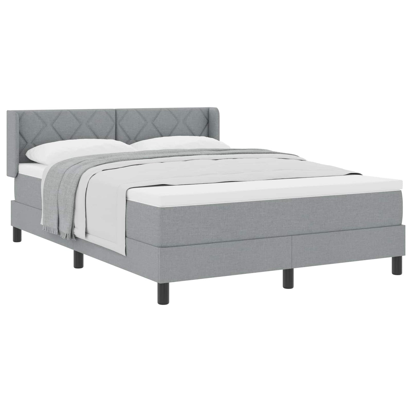 Boxspringbed met hoofdeinde Lichtgrijs 200 x 160 cm Stof is nu te koop bij PeponiXL, paradijselijk wonen!