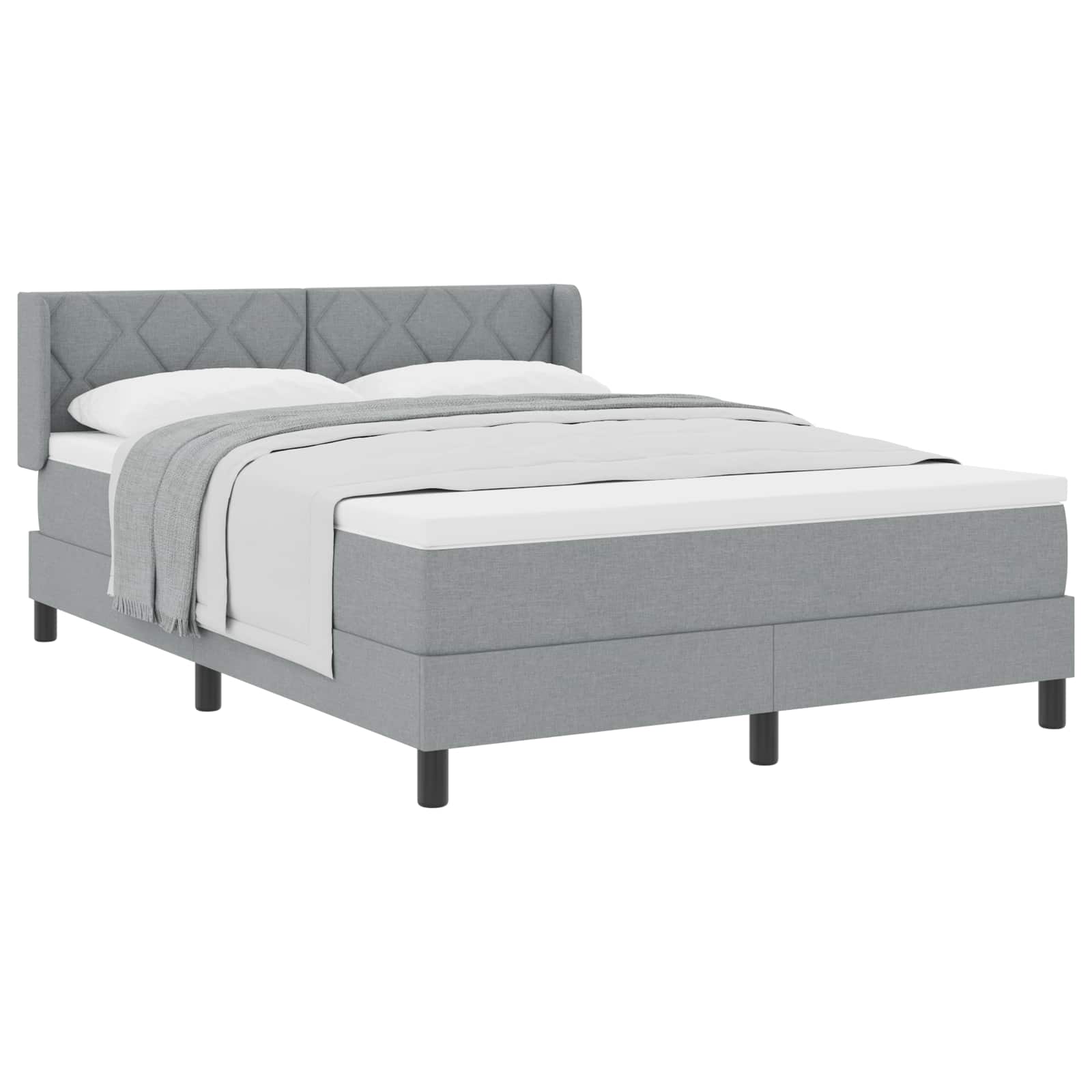 Boxspringbed met hoofdeinde Lichtgrijs 200 x 160 cm Stof is nu te koop bij PeponiXL, paradijselijk wonen!