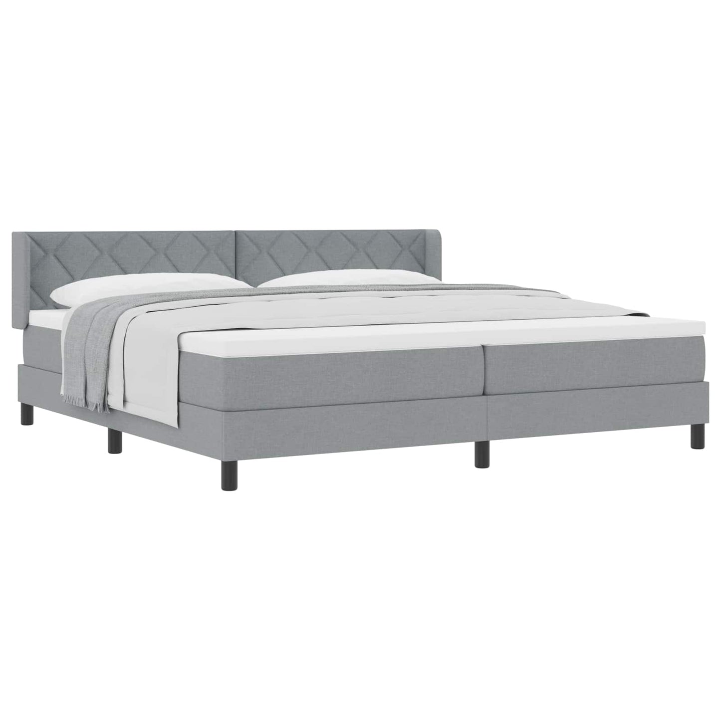Boxspringbed met hoofdeinde Lichtgrijs 200 x 200 cm Stof is nu te koop bij PeponiXL, paradijselijk wonen!