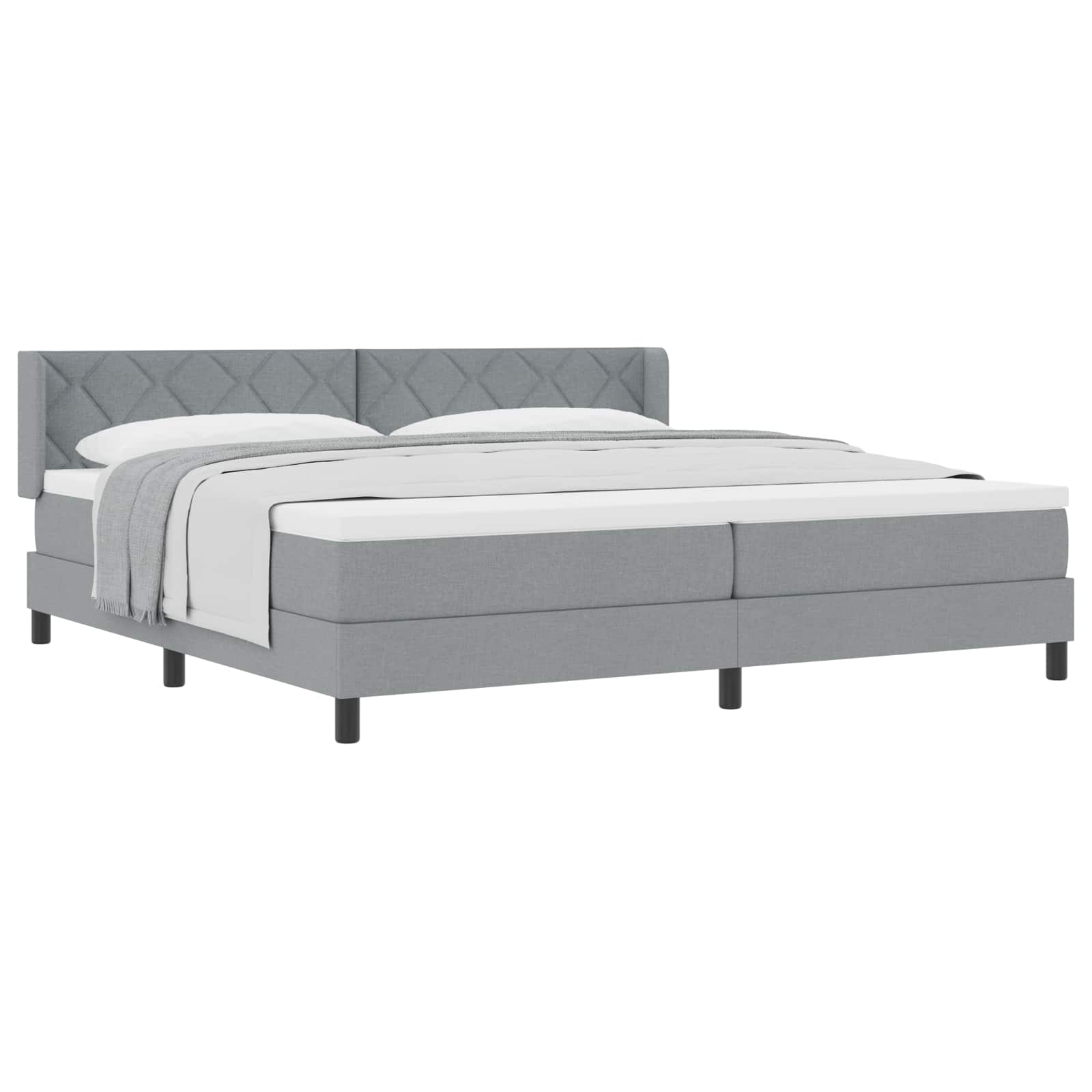 Boxspringbed met hoofdeinde Lichtgrijs 200 x 200 cm Stof is nu te koop bij PeponiXL, paradijselijk wonen!