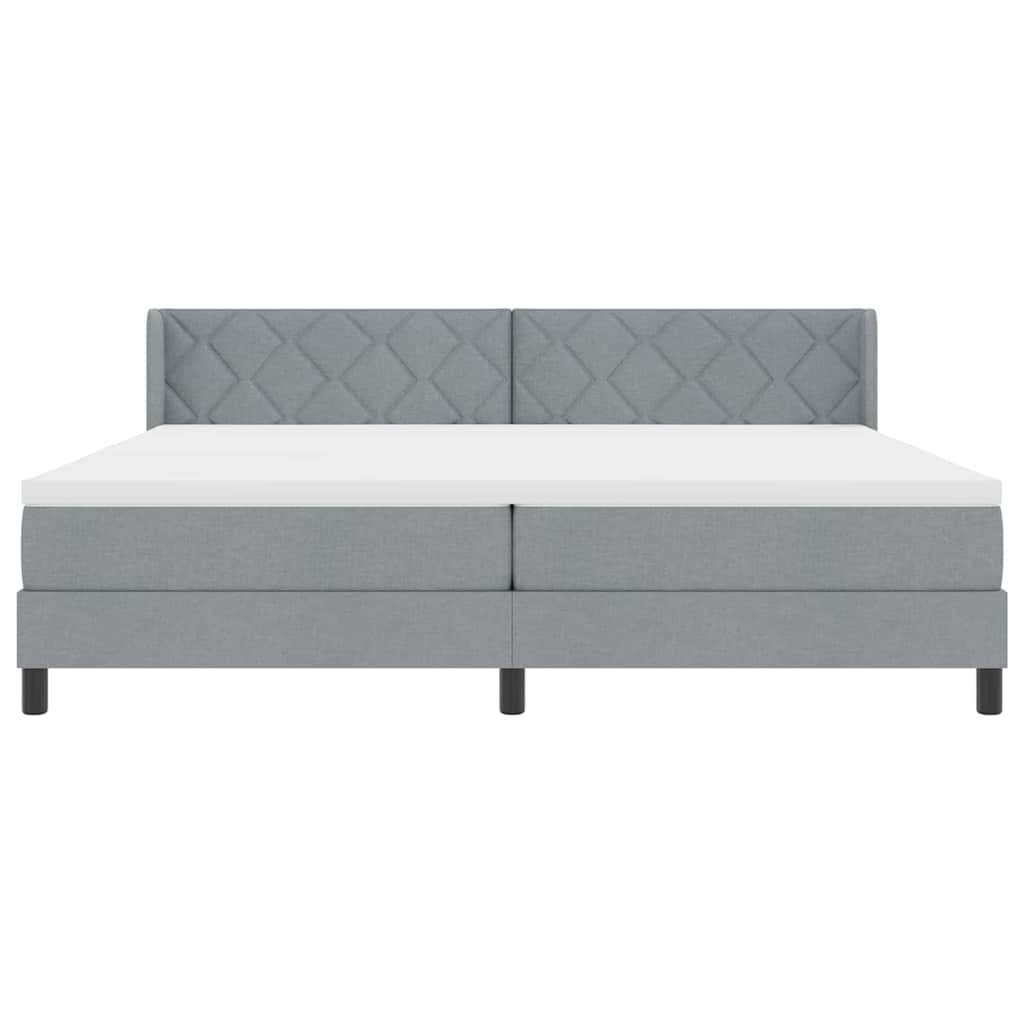 Boxspringbed met hoofdeinde Lichtgrijs 200 x 200 cm Stof is nu te koop bij PeponiXL, paradijselijk wonen!