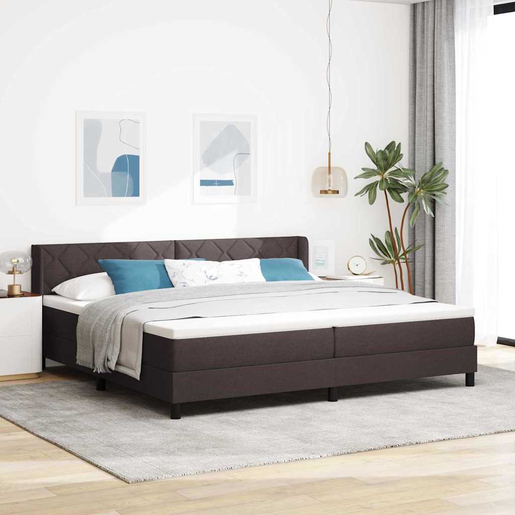 Boxspringbed met hoofdeinde Donkerbruin 200 x 200 cm Stof is nu te koop bij PeponiXL, paradijselijk wonen!
