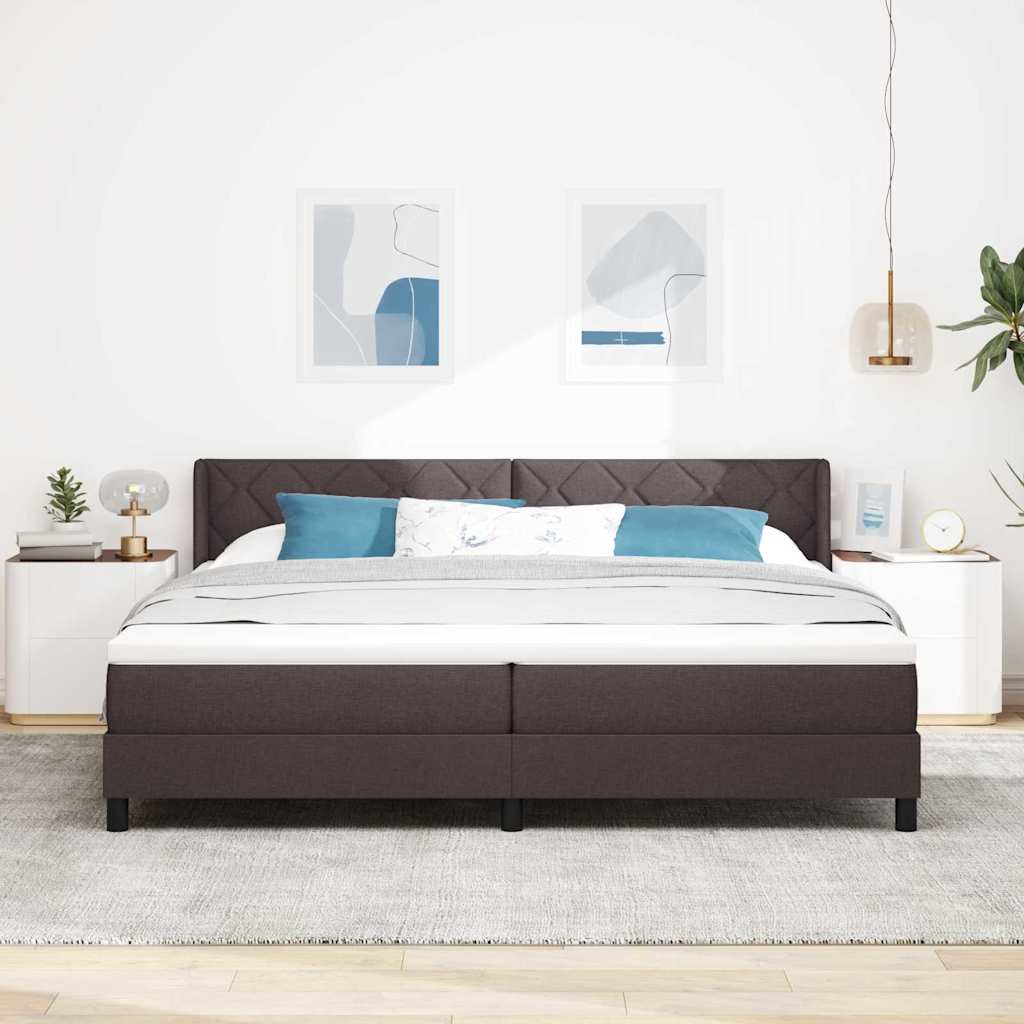 Boxspringbed met hoofdeinde Donkerbruin 200 x 200 cm Stof is nu te koop bij PeponiXL, paradijselijk wonen!