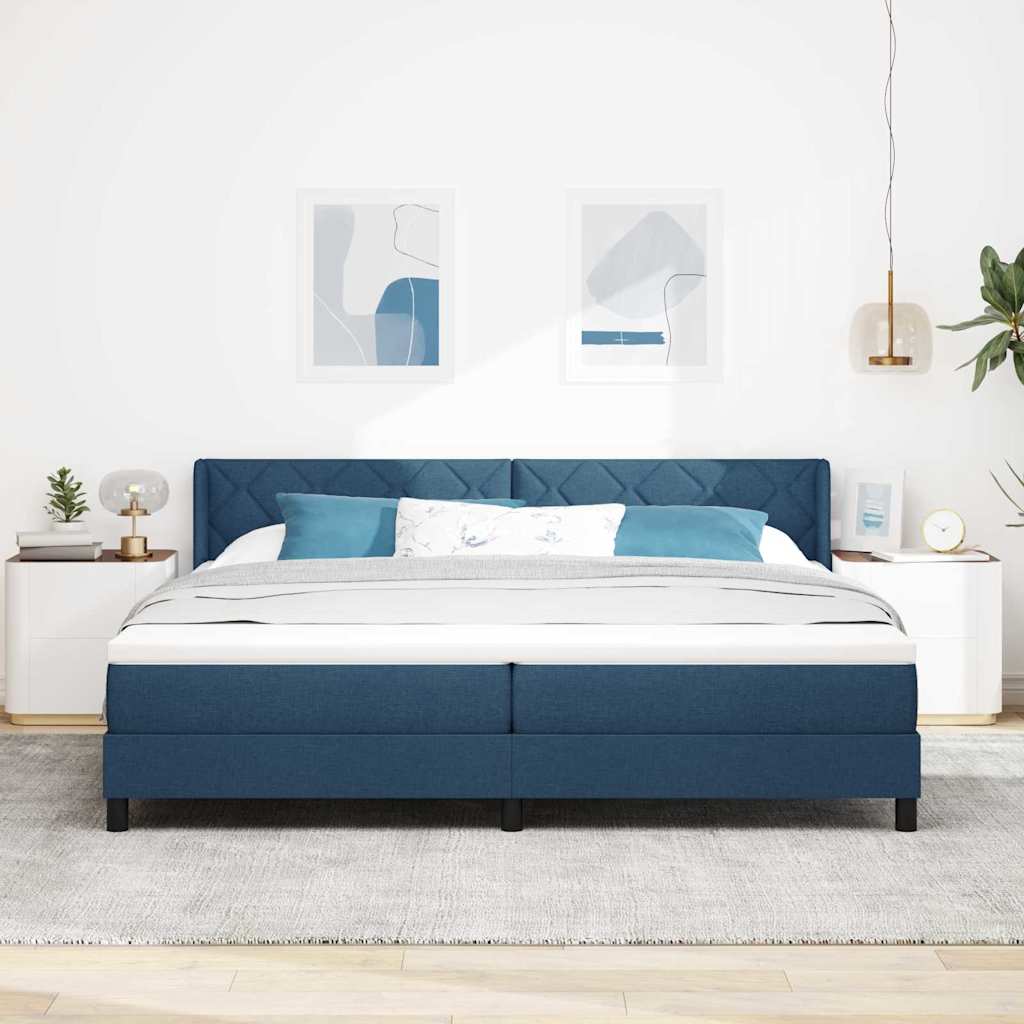 Boxspringbed met hoofdeinde Blauw 200 x 200 cm Stof is nu te koop bij PeponiXL, paradijselijk wonen!