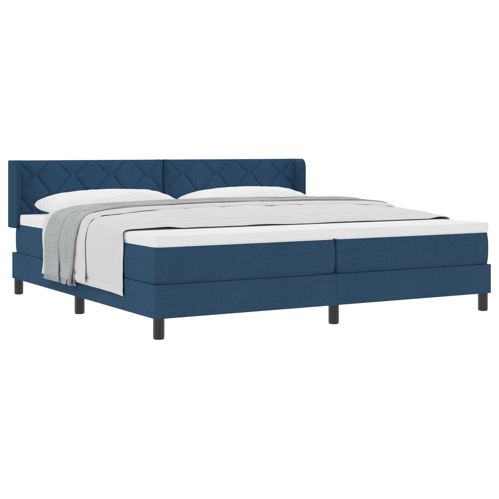 Boxspringbed met hoofdeinde Blauw 200 x 200 cm Stof is nu te koop bij PeponiXL, paradijselijk wonen!