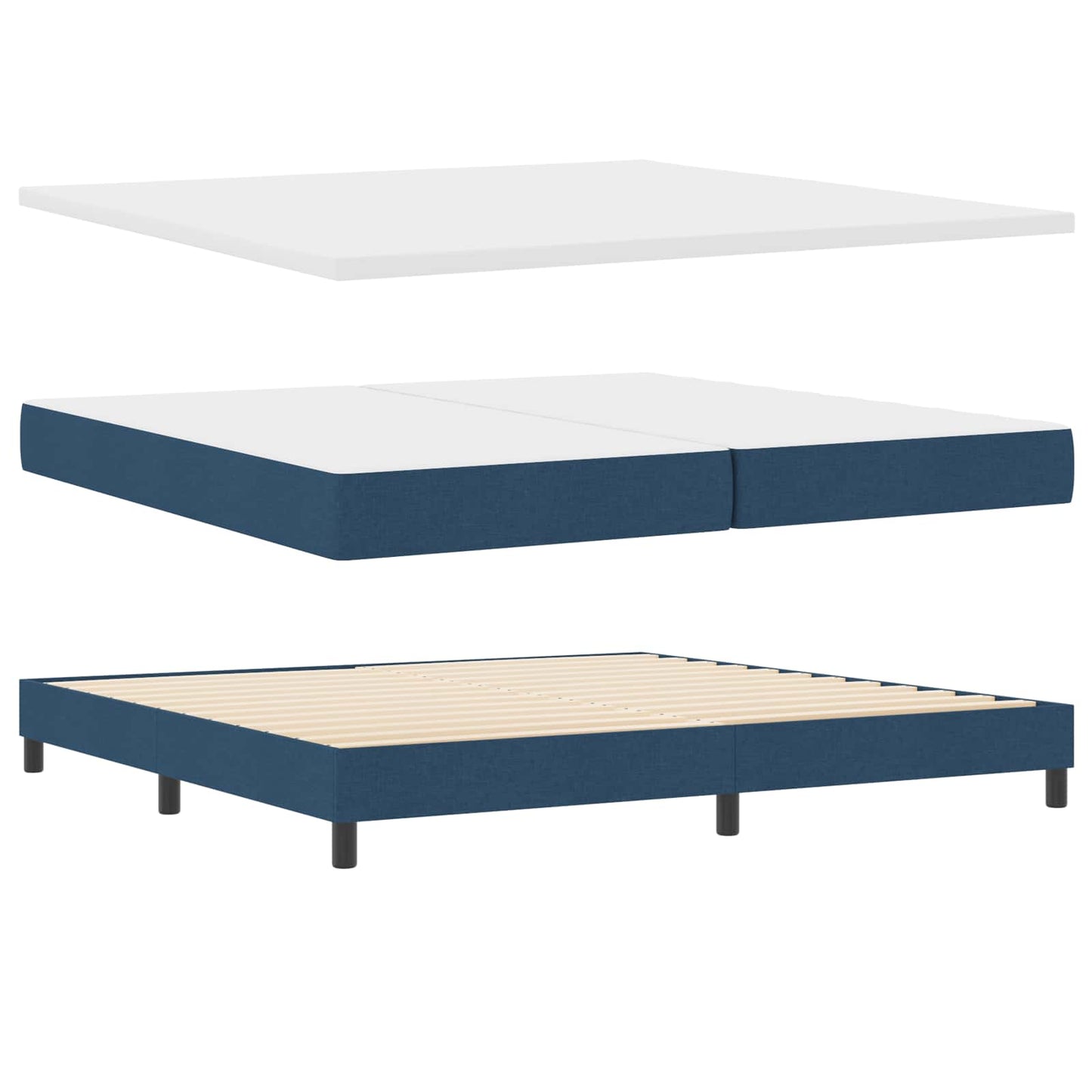 Boxspringbed met hoofdeinde Blauw 200 x 200 cm Stof is nu te koop bij PeponiXL, paradijselijk wonen!