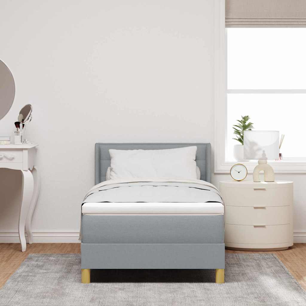 Boxspringbed met matras Lichtgrijs 190 x 90 cm Stof is nu te koop bij PeponiXL, paradijselijk wonen!