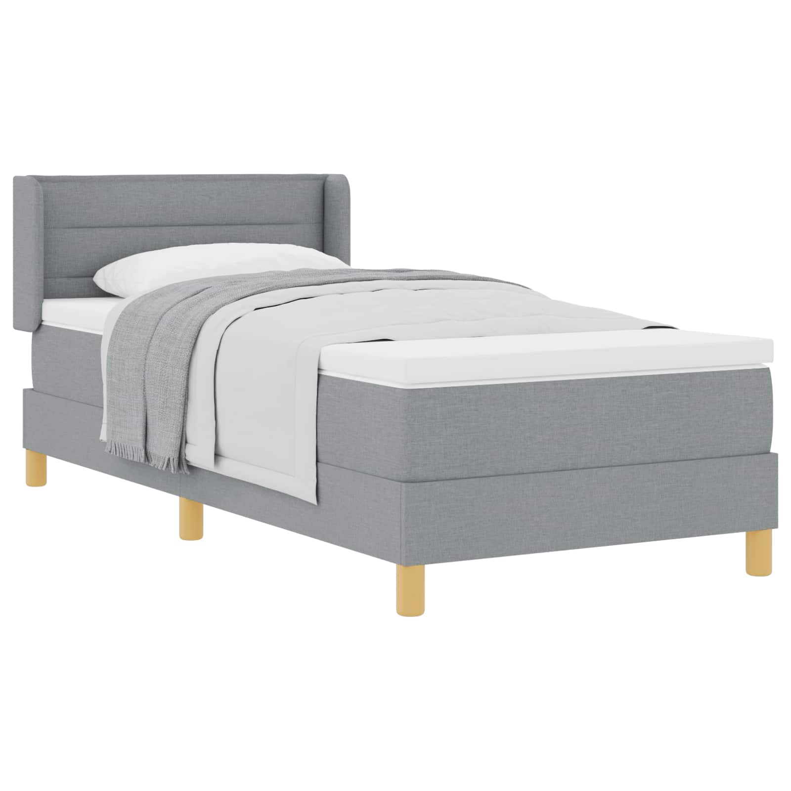 Boxspringbed met matras Lichtgrijs 190 x 90 cm Stof is nu te koop bij PeponiXL, paradijselijk wonen!