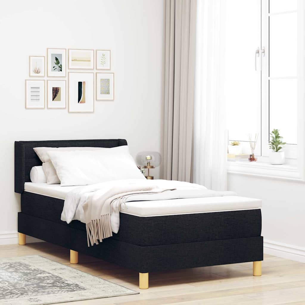 Boxspringbed met matras met hoofdeinde Zwart 190 x 90 cm Stof is nu te koop bij PeponiXL, paradijselijk wonen!