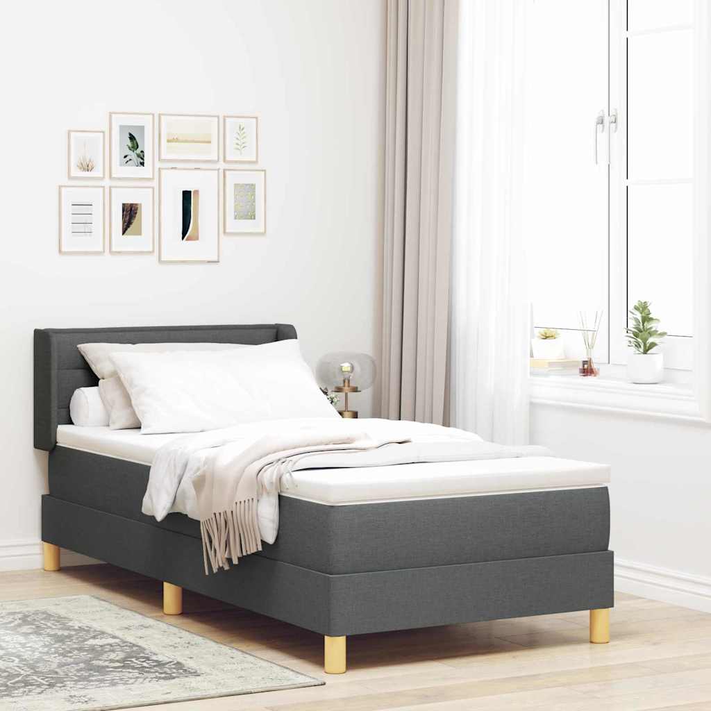 Boxspringbed met matras Donkergrijs 200 x 90 cm Stof is nu te koop bij PeponiXL, paradijselijk wonen!