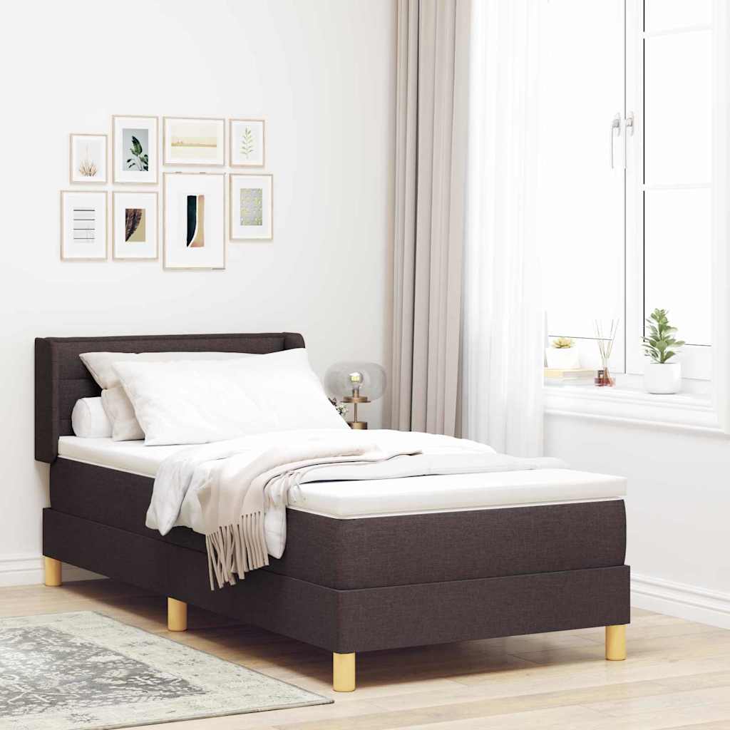 Boxspringbed met matras Donkerbruin 200 x 90 cm Stof is nu te koop bij PeponiXL, paradijselijk wonen!