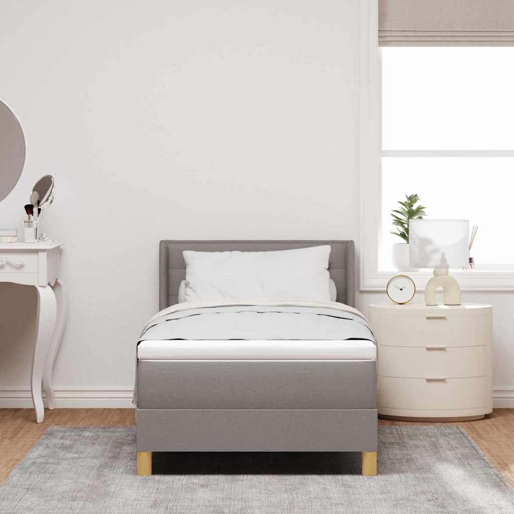 Boxspringbed met matras met hoofdeinde Taupe 200 x 90 cm Stof is nu te koop bij PeponiXL, paradijselijk wonen!