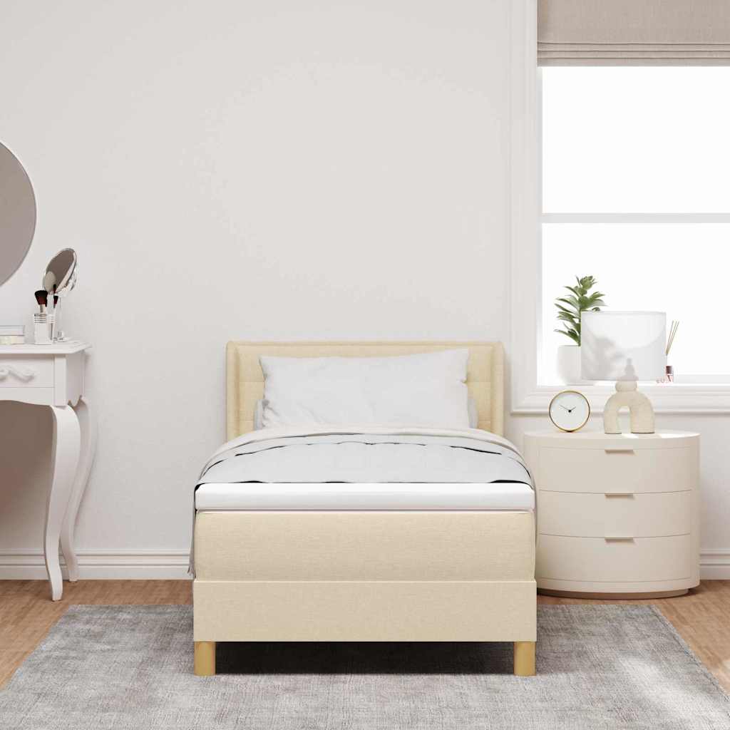 Boxspringbed met matras met hoofdeinde Crème 200 x 100 cm Stof is nu te koop bij PeponiXL, paradijselijk wonen!