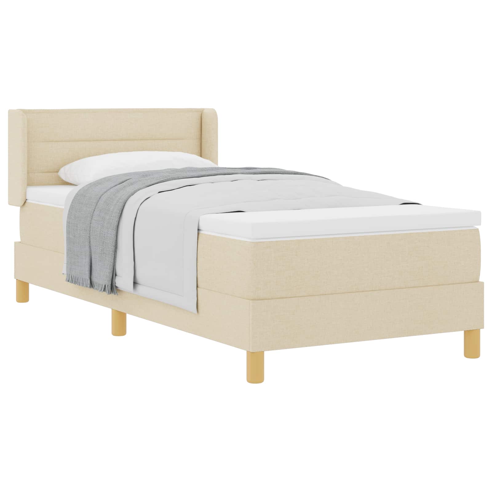 Boxspringbed met matras met hoofdeinde Crème 200 x 100 cm Stof is nu te koop bij PeponiXL, paradijselijk wonen!