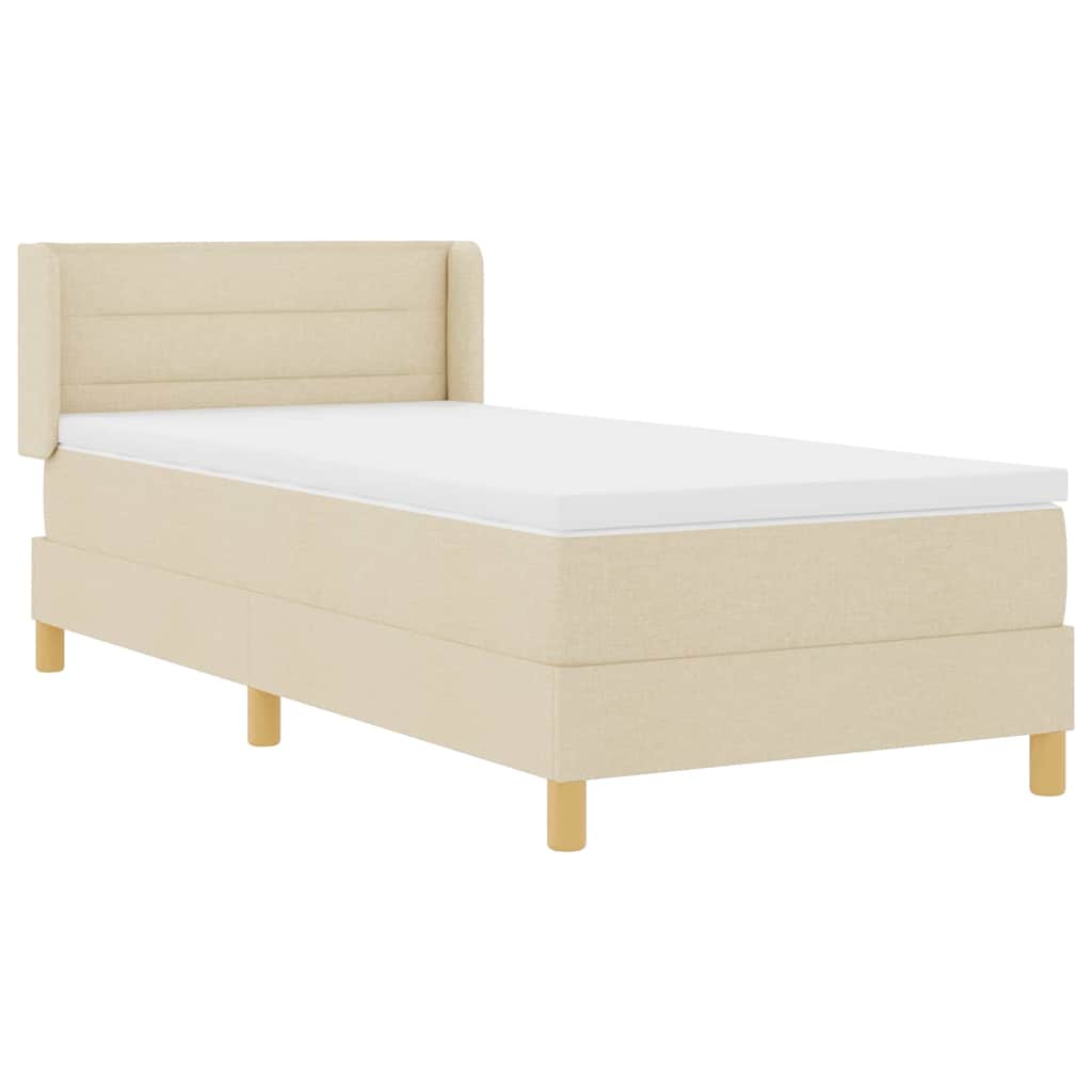 Boxspringbed met matras met hoofdeinde Crème 200 x 100 cm Stof is nu te koop bij PeponiXL, paradijselijk wonen!