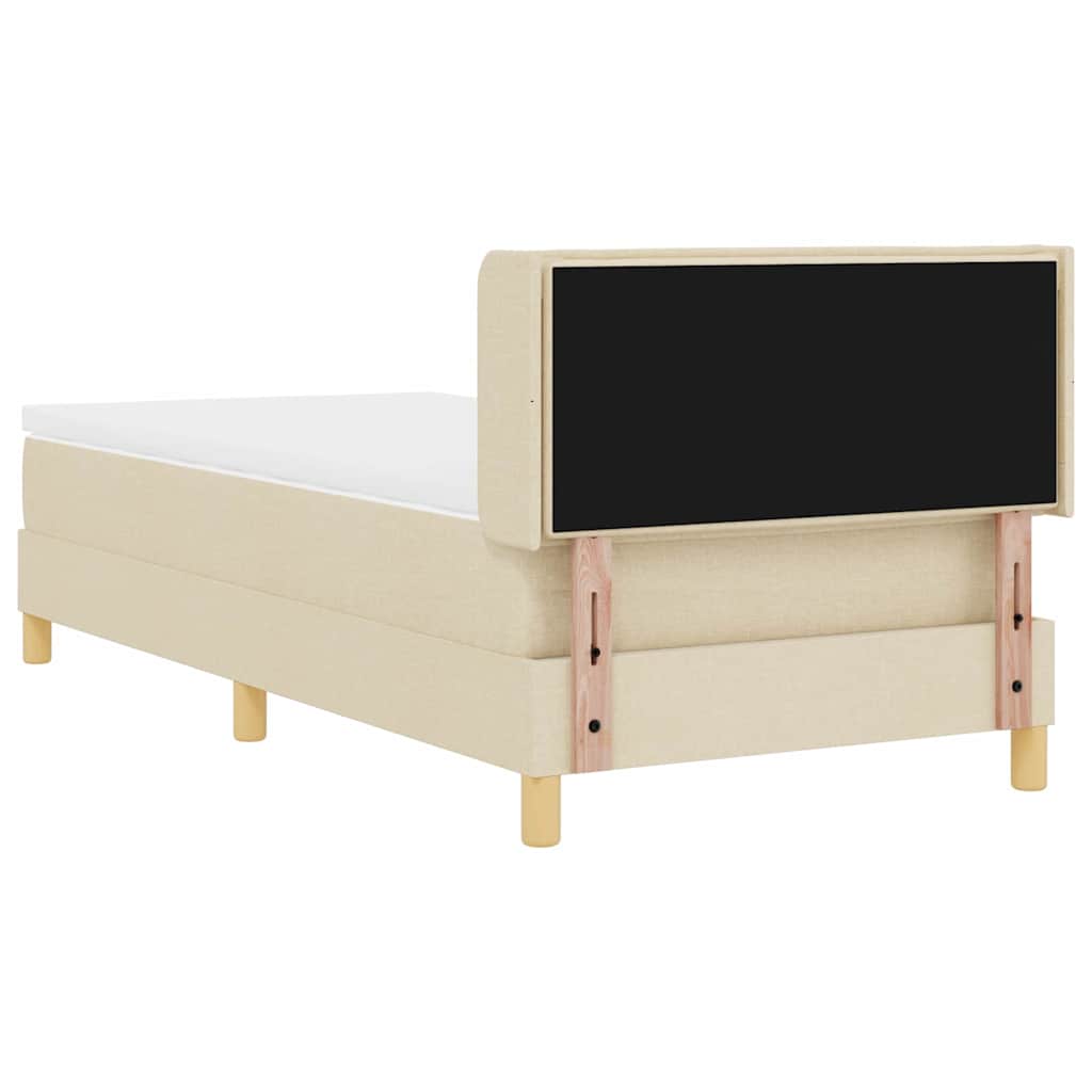 Boxspringbed met matras met hoofdeinde Crème 200 x 100 cm Stof is nu te koop bij PeponiXL, paradijselijk wonen!