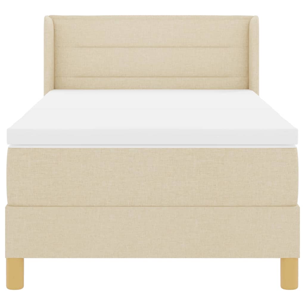 Boxspringbed met matras met hoofdeinde Crème 200 x 100 cm Stof is nu te koop bij PeponiXL, paradijselijk wonen!