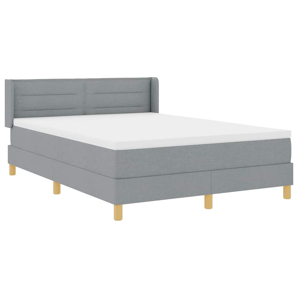 Boxspringbed met matras Lichtgrijs 190 x 140 cm Stof is nu te koop bij PeponiXL, paradijselijk wonen!