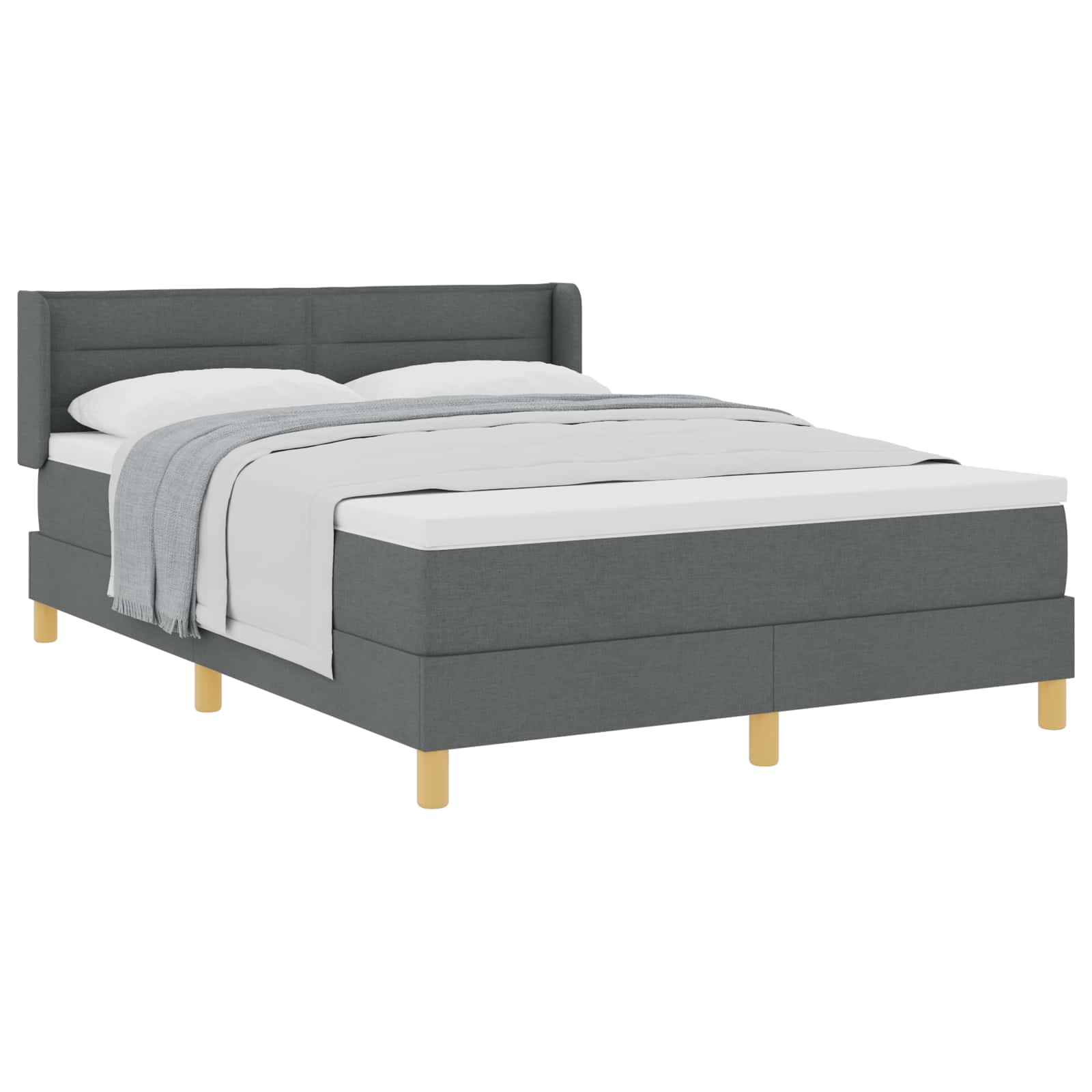 Boxspringbed met matras Donkergrijs 190 x 140 cm Stof is nu te koop bij PeponiXL, paradijselijk wonen!