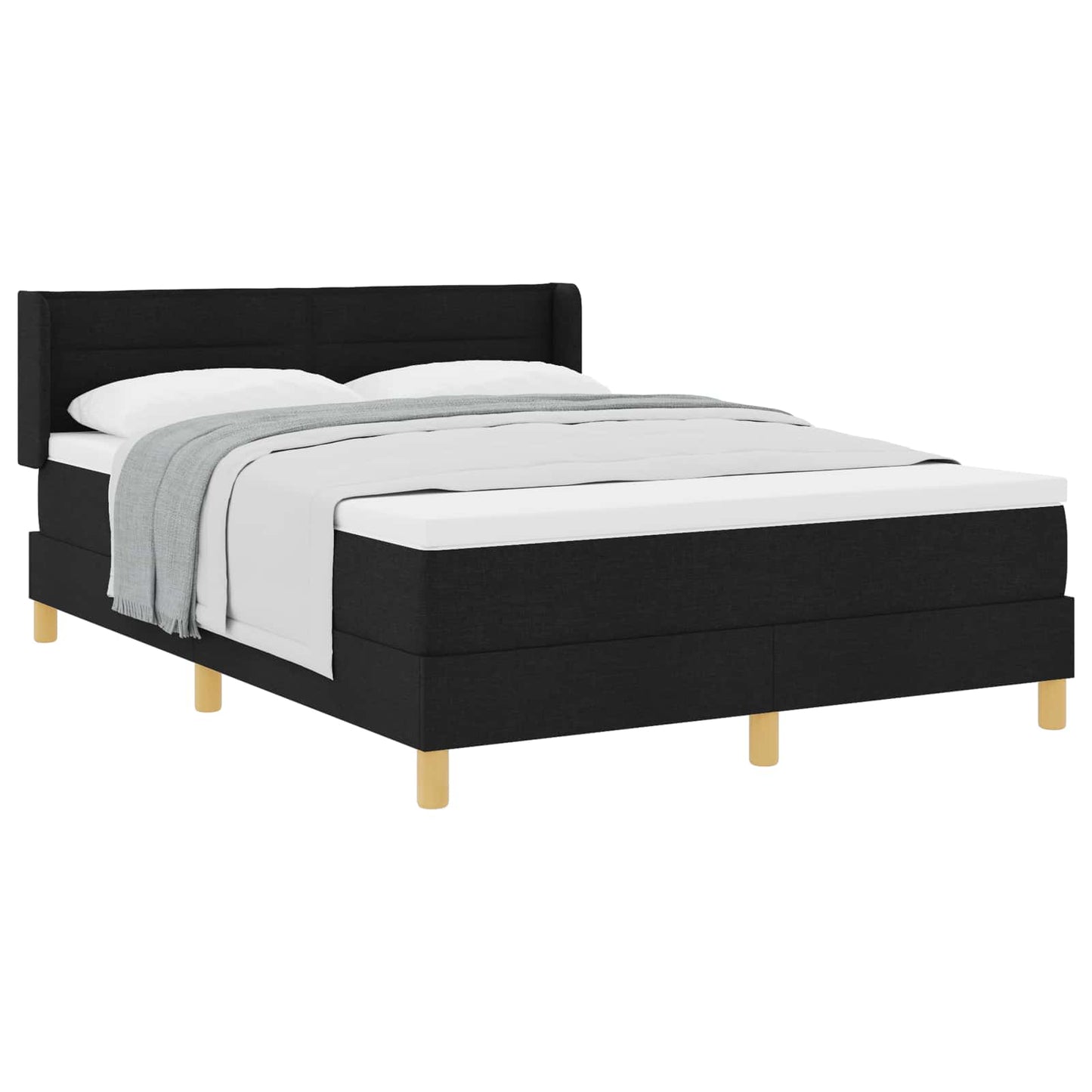 Boxspringbed met matras met hoofdeinde Zwart 190 x 140 cm Stof is nu te koop bij PeponiXL, paradijselijk wonen!