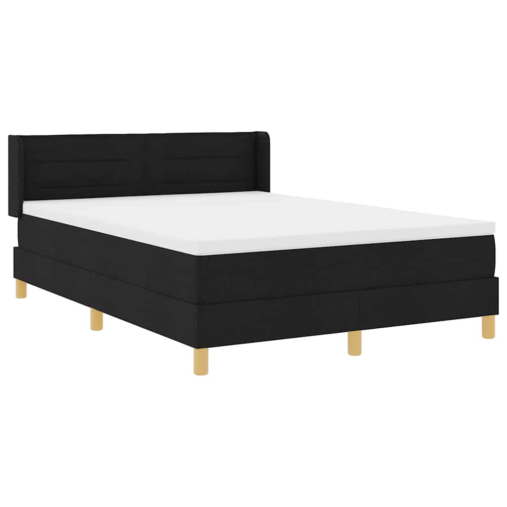Boxspringbed met matras met hoofdeinde Zwart 190 x 140 cm Stof is nu te koop bij PeponiXL, paradijselijk wonen!
