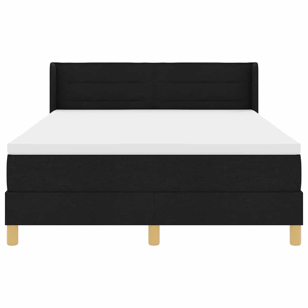 Boxspringbed met matras met hoofdeinde Zwart 190 x 140 cm Stof is nu te koop bij PeponiXL, paradijselijk wonen!