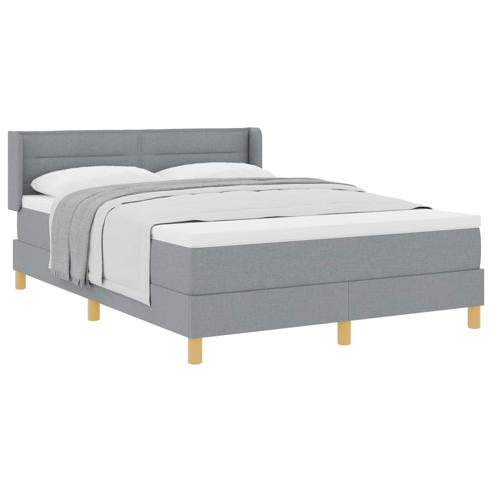 Boxspringbed met matras Lichtgrijs 200 x 140 cm Stof is nu te koop bij PeponiXL, paradijselijk wonen!