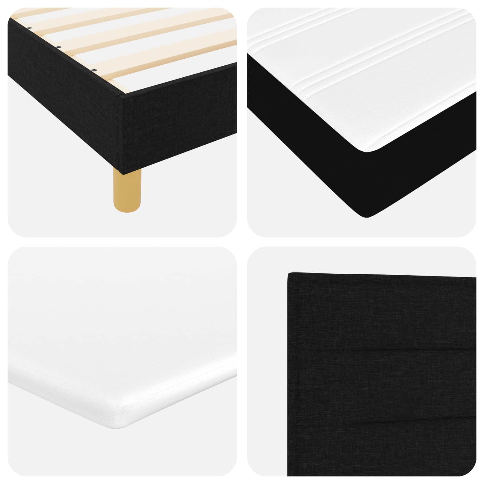 Boxspringbed met matras met hoofdeinde Zwart 200 x 160 cm Stof is nu te koop bij PeponiXL, paradijselijk wonen!