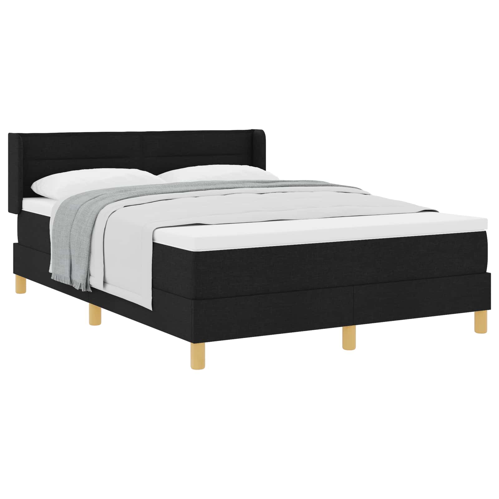 Boxspringbed met matras met hoofdeinde Zwart 200 x 160 cm Stof is nu te koop bij PeponiXL, paradijselijk wonen!