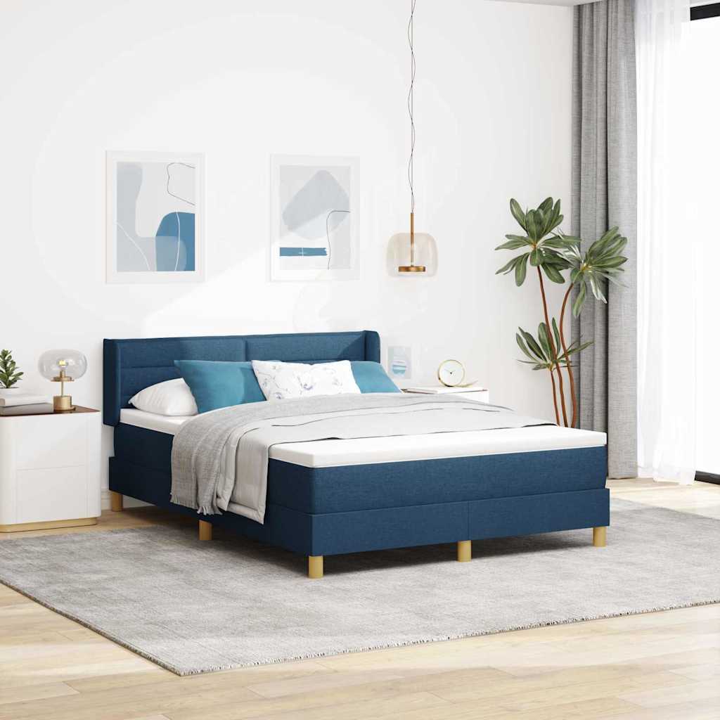 Boxspringbed met matras met hoofdeinde Blauw 200 x 160 cm Stof is nu te koop bij PeponiXL, paradijselijk wonen!