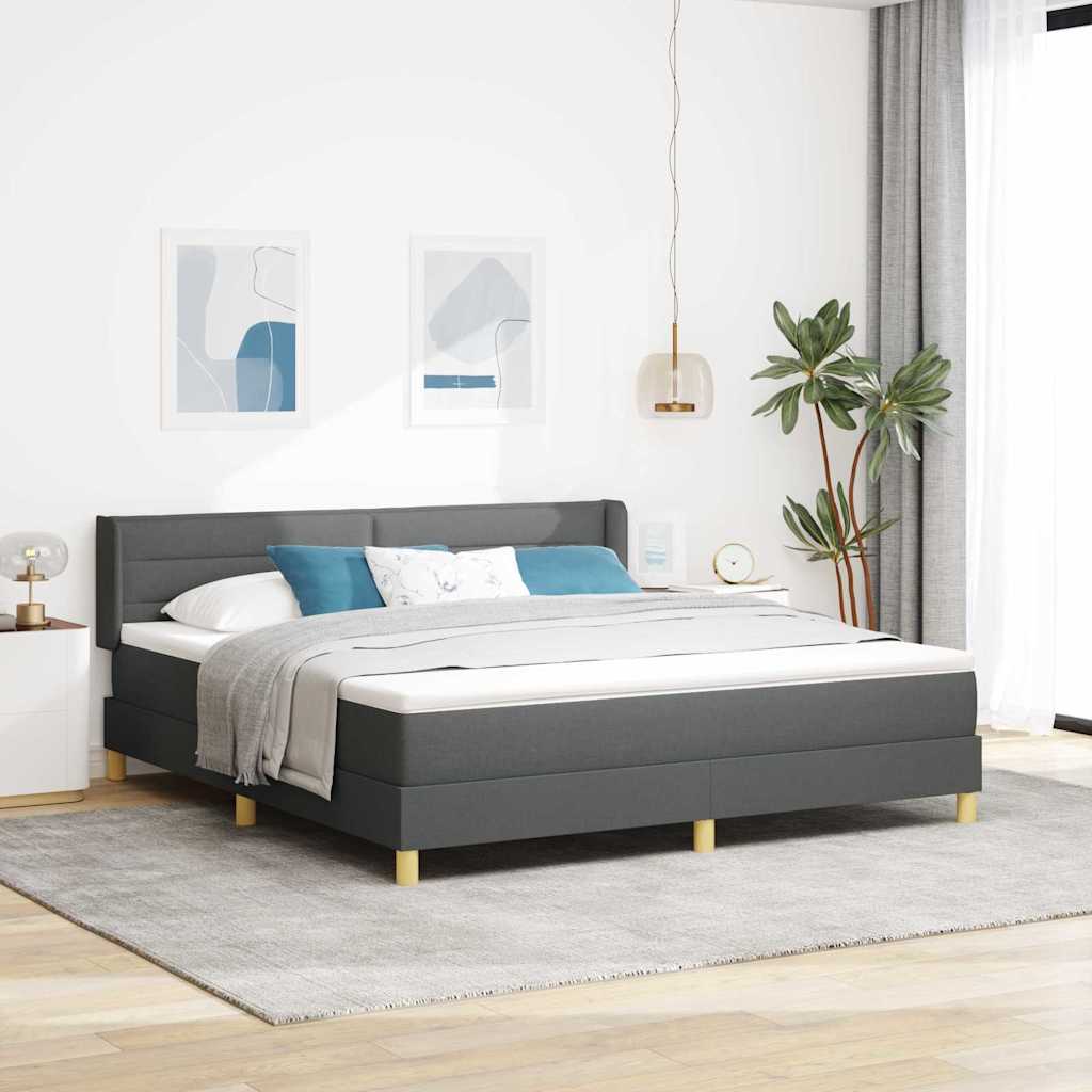 Boxspringbed met matras Donkergrijs 200 x 180 cm Stof is nu te koop bij PeponiXL, paradijselijk wonen!